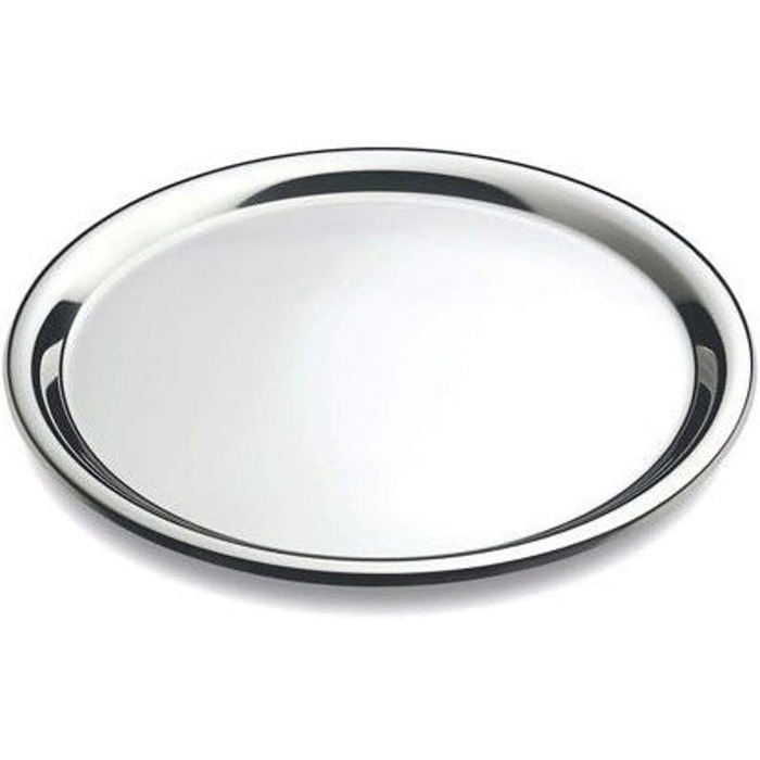 DEL - Round Tablet - Stainless Steel Tablet - Serving Tray - Round Serving Tray - Stainless Steel Plate, Kitchen Tray, Silver Round Tray, Large Serving Platter, Tray Serving Tray Round - Ø 36 cm