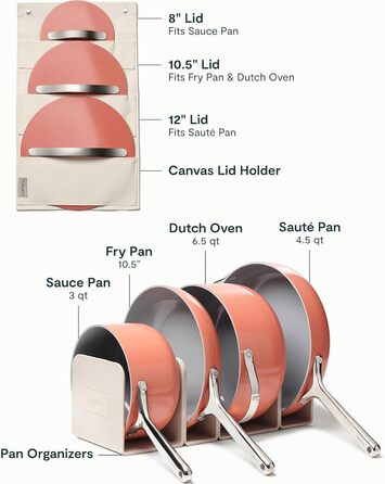 Набір кухонного посуду з антипригарним покриттям Caraway (12 предметів): каструлі, сковорідки, без PTFE та PFOA, сумісний з усіма плитами (газ, електро, індукція), Salbei (Perracotta)