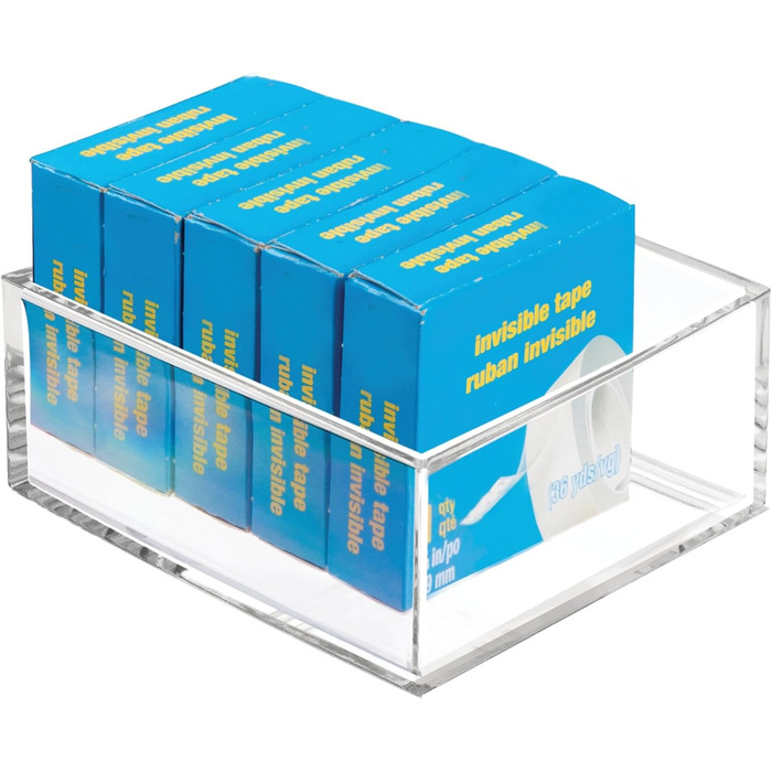 iDesign Drawer Organizer Box for Bathroom or Kitchen, Very Small Drawer Organizer in BPA-Free Plastic, Stackable Makeup Storage for Cosmetics, Transparent (Pack of 2)