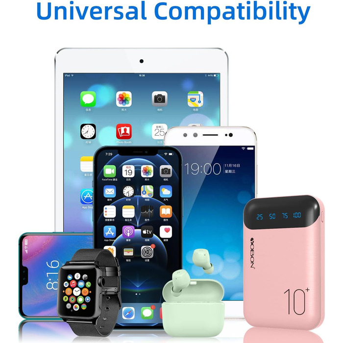 Портативний акумулятор Power Bank 10000mAh з двома USB виходами та USB-C входом (рожевий)