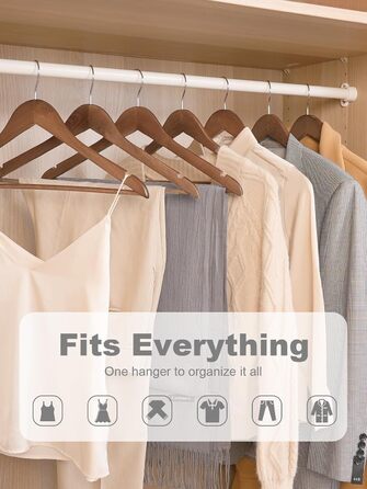 Дерев'яні вішалки для одягу HOUSE DAY (10 шт.) з масиву, гладка поверхня, 360° обертання, плечові виступи, для костюмів, сорочок, курток та пальто - горіх