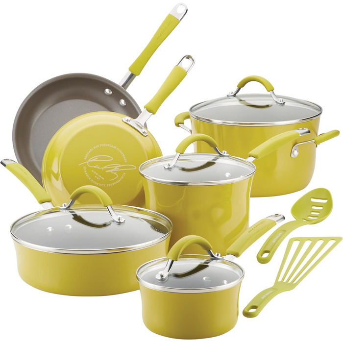 Набір посуду Rachael Ray Cucina Nonstick, 12 предметів, лавандовий (лайм)
