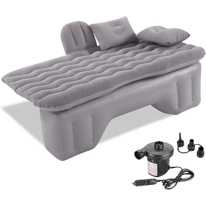 Надувна матрац для авто Ergocar з насосом: для кемпінгу, подорожей та відпочинку на природі (сірий)