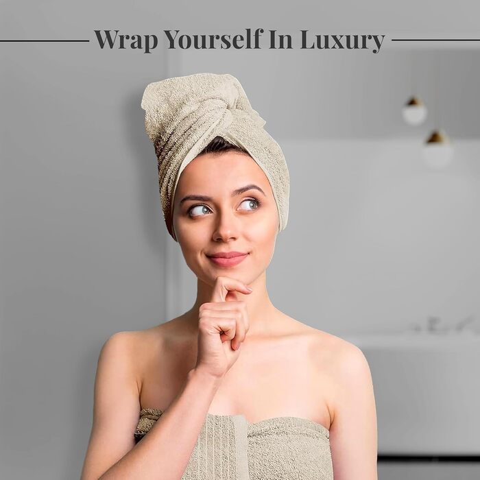 Набір рушників Tens Towels з 100% бавовни, 8 предметів: 2 великі банні рушники, 2 рушники для рук, 4 салфетки для обличчя, гігроскопічні та швидкосохнучі (Бежевий)