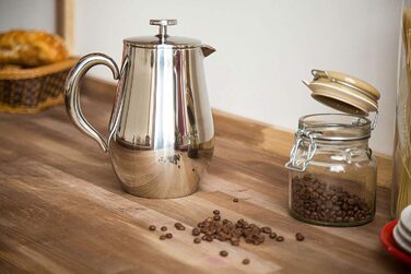 Френч-прес VeoHome, нержавіюча сталь, 1 л, подвійні стінки, незламний, довго зберігає тепло