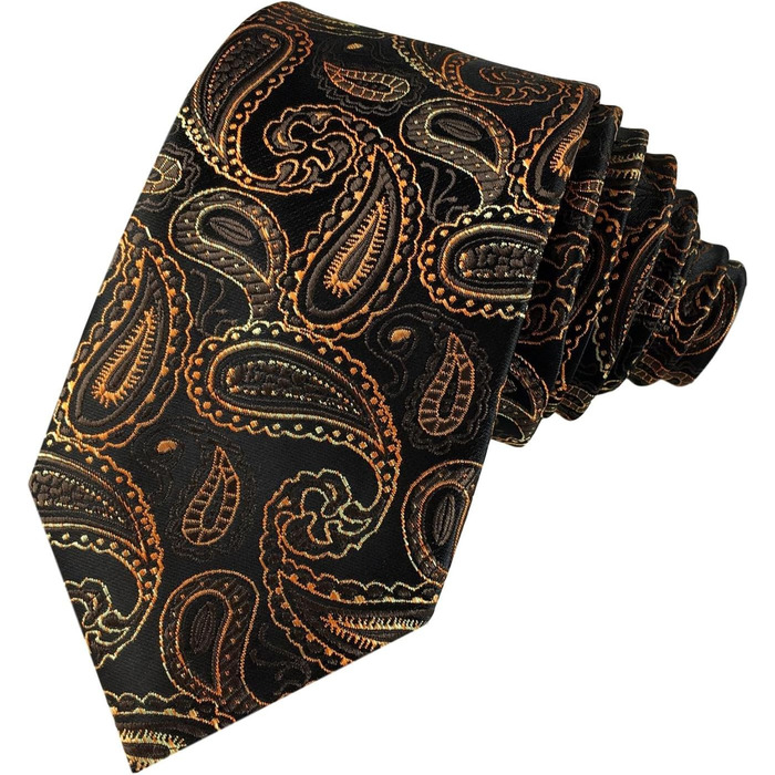 Краватка чоловіча GASSANI Paisley 7 см, комплект 3 шт., чорно-коричнева | Охровий