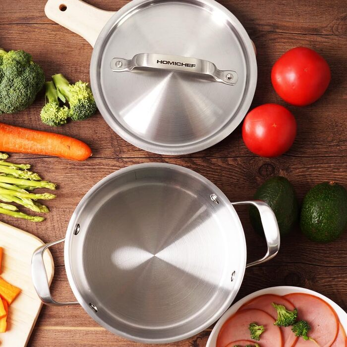 Супова каструля HOMI Chef з кришкою, матова, нікель-безпечна, нержавіюча сталь, 3,2 л, без токсичного антипригарного покриття
