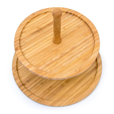 Relaxdays Bamboo Shelf with 2 Bowls