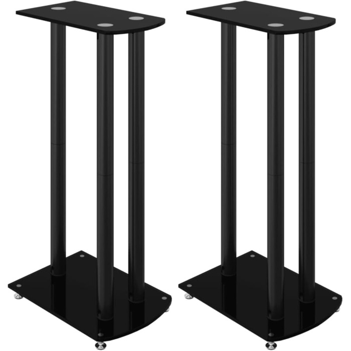 Підставка для колонок 2 шт. від vidaXL: міцна конструкція з 3-х стовпців, антиковзні ніжки, скло (чорний)