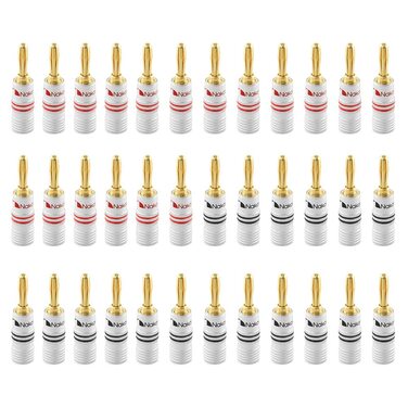 Штекери Nakamichi 24K позолочені банан, 12-18 AWG, 4 шт. (2 пари) для акустичних систем, підсилювачів, Hi-Fi, AV Receiver, домашній кінотеатр
