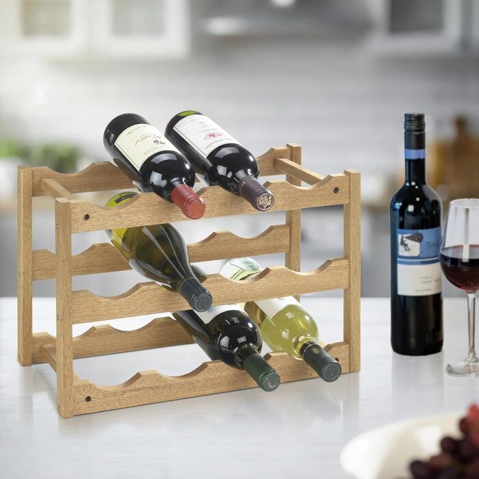WENKO Stool Norway, warm accented square high-quality living stool with clear lacquer seal, natural solid walnut wood, Scandinavian design, 40 x 46 x 30 cm, Natural (Wine Rack)