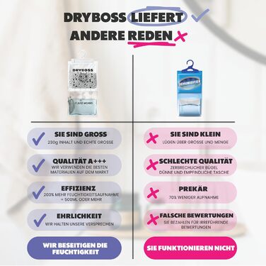 DRYBOSS Pack XL 230gr Closet Dehumidifier without Electricity | Moisture Bags with Closet Scent | Dehumidifier for Closet | Room Dehumidifier Hanging | Dehumidifier Bag Moisture Absorber (20)