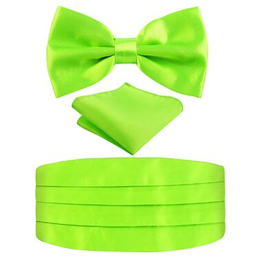 Метелик Alizeal чоловічий однотонний, з підтяжками та хустинкою в кишеню - подарунковий набір (132-лаймовий зелений)