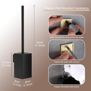 Настінний тримач для унітазної щітки BGL, матовий чорний, метал, 2 шт. в упаковці