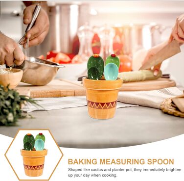 Cabilock 1 Set Cactus Measuring Spoons Porcelain Cooking Measuring Spoons Made of Porcelain Cactus Figurine Measuring Measuring Spoons for the Kitchen Cactus Measuring Cacti Gifts Baking Kitchen Measuring Flour Ceramic