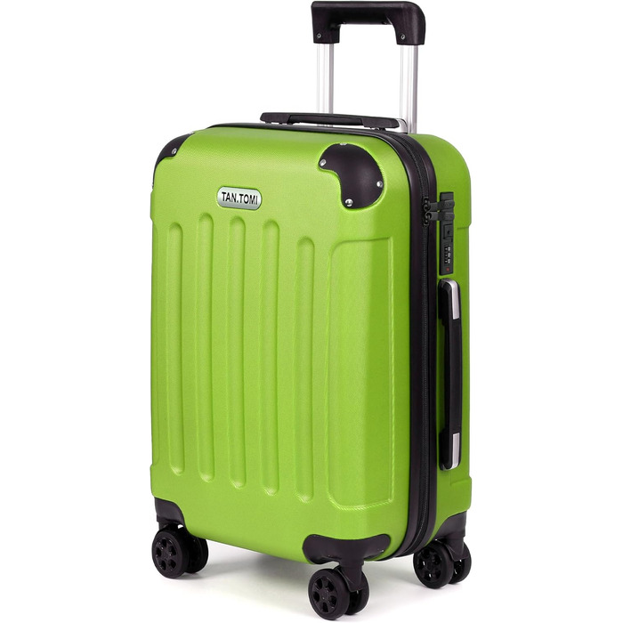 Чемодан ручної поклажі TANTOI: жорсткий корпус, телескопічна ручка, кодовий замок, зелений (M)