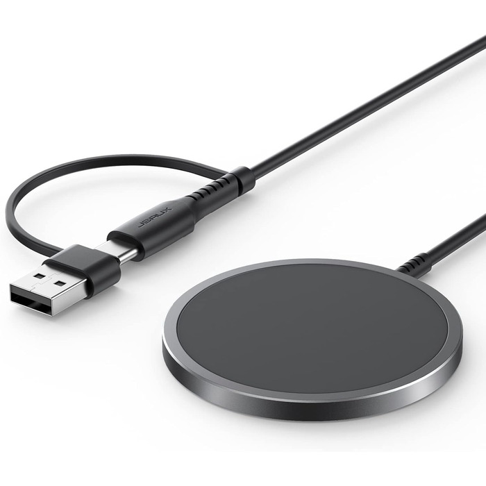 Бездротовий зарядний пристрій JSAUX MagSafe 15W, сумісний з iPhone 17 Air Pro Max, iPhone 16/15/14/13/12, AirPods 3/2, колір: синій (чорний)