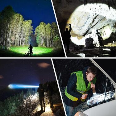 Ліхтар LED Blukar, перезарядна, надпотужний, з регулюванням фокусу, 5 режимів, водонепроникний IP67, для кемпінгу, туризму, риболовлі, надзвичайних ситуацій (колір: коричневий)