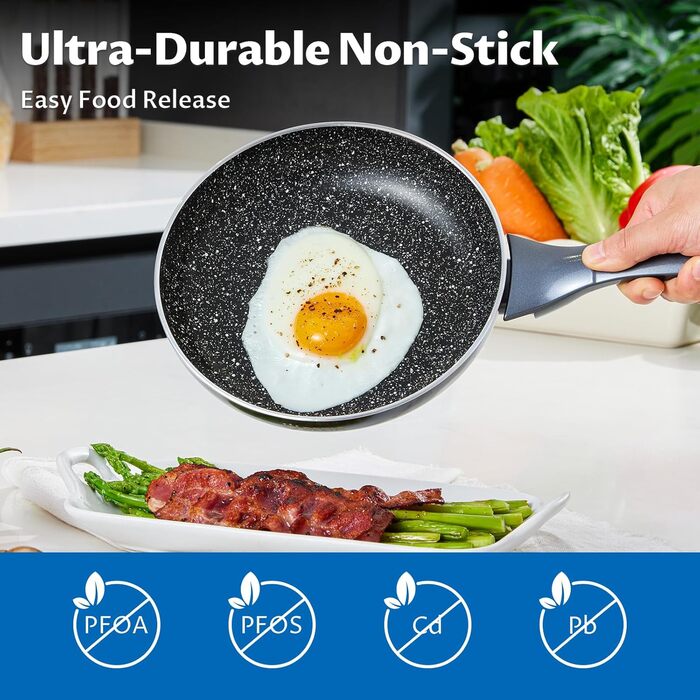 Набір посуду BEZIA з індукційним покриттям, 10 предметів, нержавіюча сталь, антипригарне покриття, бакелітові ручки, чорний