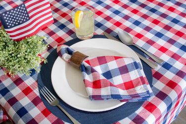 DII PVC Tablecloth Collection - Woven for Indoors and Outdoors, Polyvinyl Chloride, Nautical Blue, Round Placemat Set, 13.75