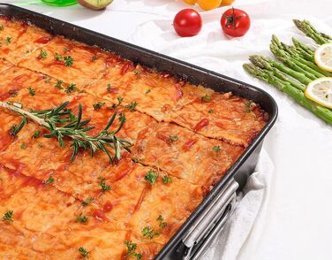 Форма для запікання LS Kitchen - Гратен для лазаньї з ручками, сталева жароміцна форма з антипригарним покриттям, набір 2 шт.