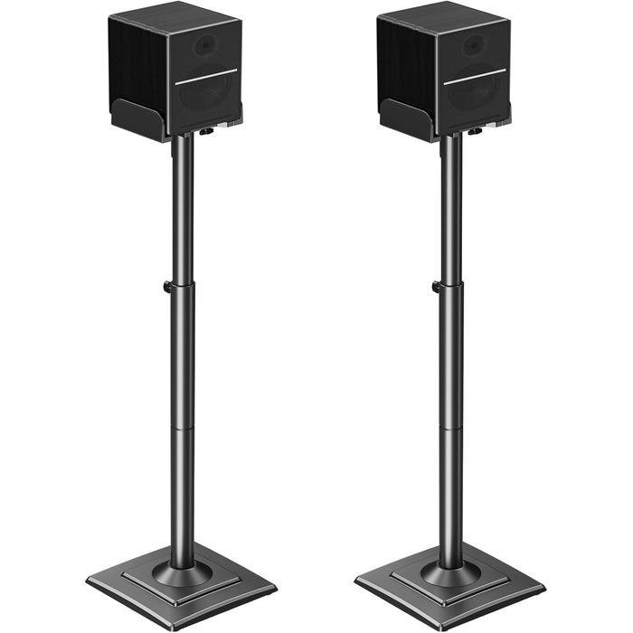 Універсальна підставка для поличних колонок ELIVED, регульована за висотою, з висувною платформою та внутрішнім кабелем-каналом, витримує до 5 кг, 1 пара