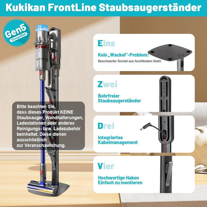 Підставка для пилососа Dyson Gen5 V15 V12 V11 V10 V8 V7 V6 - без свердління, для зберігання та зарядки, аксесуари