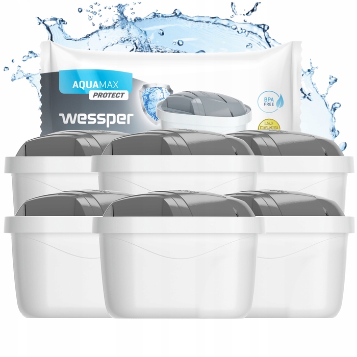 Смінні фільтрувальні картриджі Wessper AquaMax Protect, 6 шт., BPA Free, потрійна фільтрація