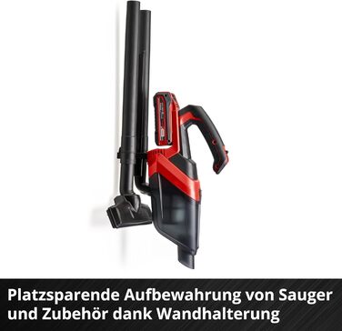Акумуляторний пилосос ручний Einhell TE-HV 18/06 Li-Solo Power X-Change (18V, 72 мбар, насадки в комплекті, 0.6 л, без акумулятора)