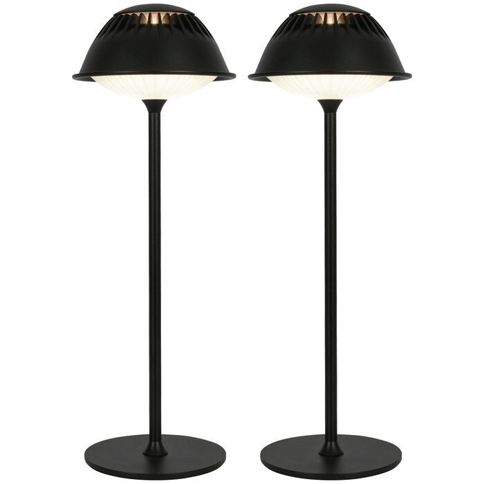 Світлодіодна настільна лампа бездротова LED для вулиці та дому, димована, з акумулятором 5200mAh, водонепроникна IP54, чорна (2 шт)