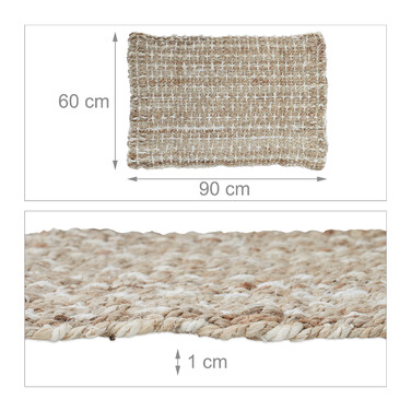 Relaxdays Jute Rug, 60x90 cm