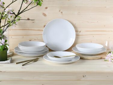 CreaTable Серія Luna Weiss: 12-ти частинний сервіз з порцеляни на 6 осіб, посуд для кухні, безпечний у посудомийній машині та мікрохвильовці
