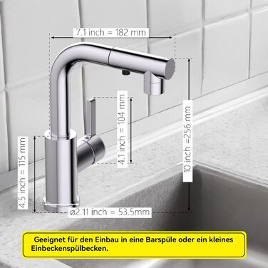 Кухонний змішувач SEAMENEY з висувною лійкою, поворотний 360°, з донним клапаном, хром, 3 режими, для кухні