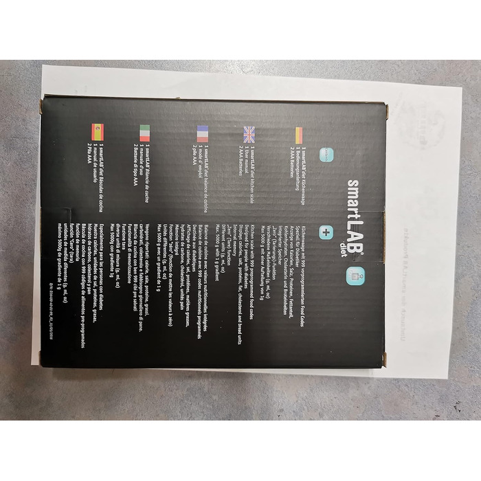 smartLAB Nutritional Analysis Scale - 5kg | Digital Food Scale with Food Nutrition Scale | Smart Kitchen Scale Diet Scale Black for Diabetics