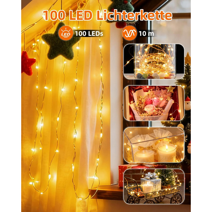 LED штора Anpro 3x3м, USB, 8 режимів, тепле світло для декору, вечірки, спальні