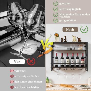 Стеллаж для вина COSTWAY на 3 яруси з дерева та металу, з тримачами для 4 рядів келихів, індустріальний дизайн, для дому, бару, кухні, ресторану