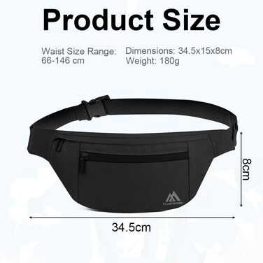 Поясна сумка Flintronic для чоловіків та жінок, стильна сумка на пояс, кросбоді, для спорту, відпочинку, міста, зелена (чорна)