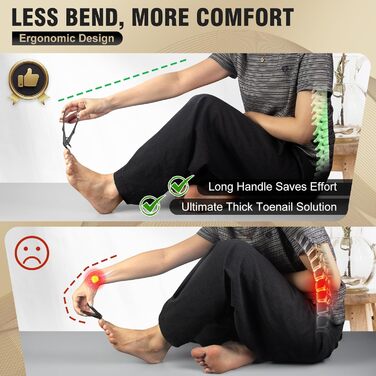 Кусачки для товстих нігтів, широкі губки, для пальців та ніг, гострі, для врослого нігтя, з довгим руків'ям, 5 шт. (чорний)
