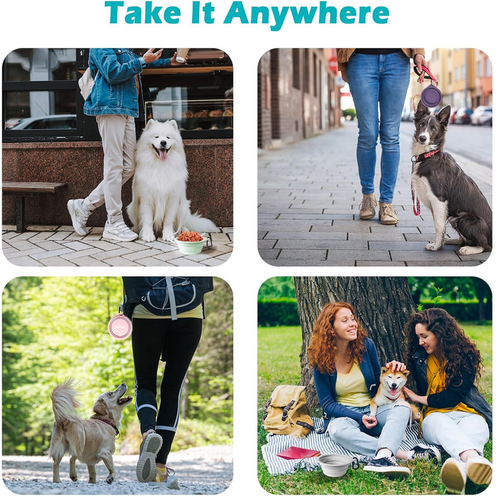 Складані миски для собак PetBonus, 2 шт. Силіконові миски для води та корму для собак, чорний та червоний (600 мл)