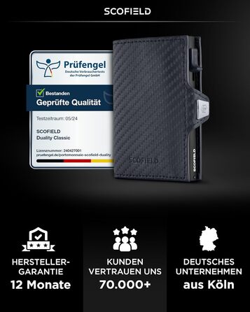 SF SCOFIELD Duality Magflip: Чоловіче карткове портмоне з RFID захистом та відділенням для монет (Carbon Matte Black)