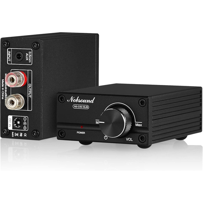 Підсилювач сабвуфера Nobsound 100W, моно, цифровий аудіо підсилювач, міні, чорний, з блоком живлення 19V