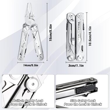 Мультитул з нержавіючої сталі 14-в-1, багатофункціональний інструмент, з ножем, лінійкою, пилкою, для кемпінгу, туризму, з чохлом, чорний