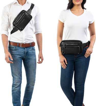 STILORD Сумка на пояс з екошкіри Vintage для чоловіків, жінок та дітей. Сумка через плече, на пояс, для подорожей, фестивалів, спорту. Чорний колір