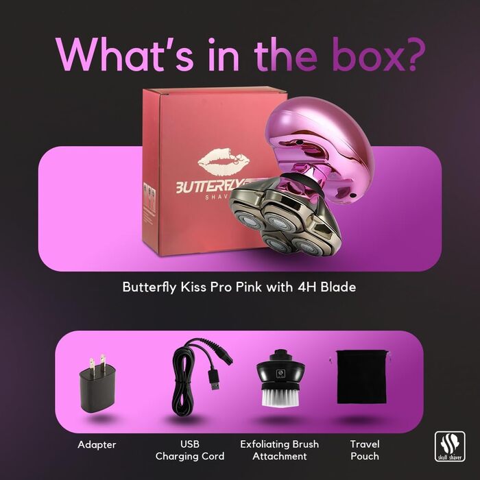 Тріммер для тіла та голови Skull Shaver Butterfly Kiss Pro – жіночий електричний триммер, рожевий