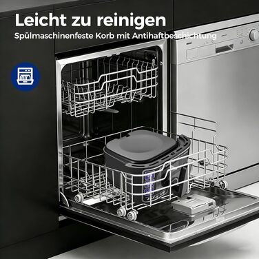 Аерофритюрниця Nirva 8.5л без олії, 1700W: смаження, запікання, антипригарне покриття, чорний/нержавіюча сталь