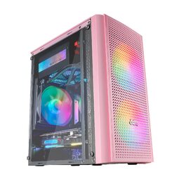 Ігровий корпус для ПК Mars Gaming MC300P MicroATX, рожевий, загартоване скло, Mesh-панель, 3x FRGB вентилятори