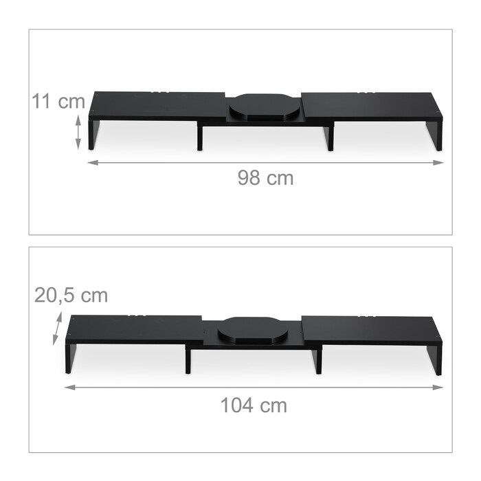 Relaxdays Black Monitor Stand for 2 Monitors