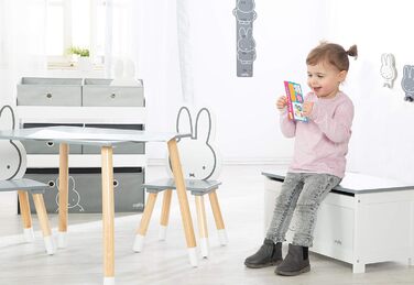 Дитяча іграшкова скриня зі зручною кришкою roba Miffy з дерева, біла лавка-скриня для зберігання іграшок у дитячу кімнату для хлопчиків і дівчаток