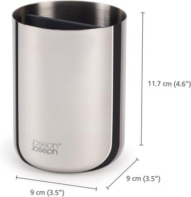 Joseph Joseph EasyStore - Luxus Edelstahl Zahnbürstenhalter Caddy Badezimmer Lagerung, Regular - Stainless Steel
