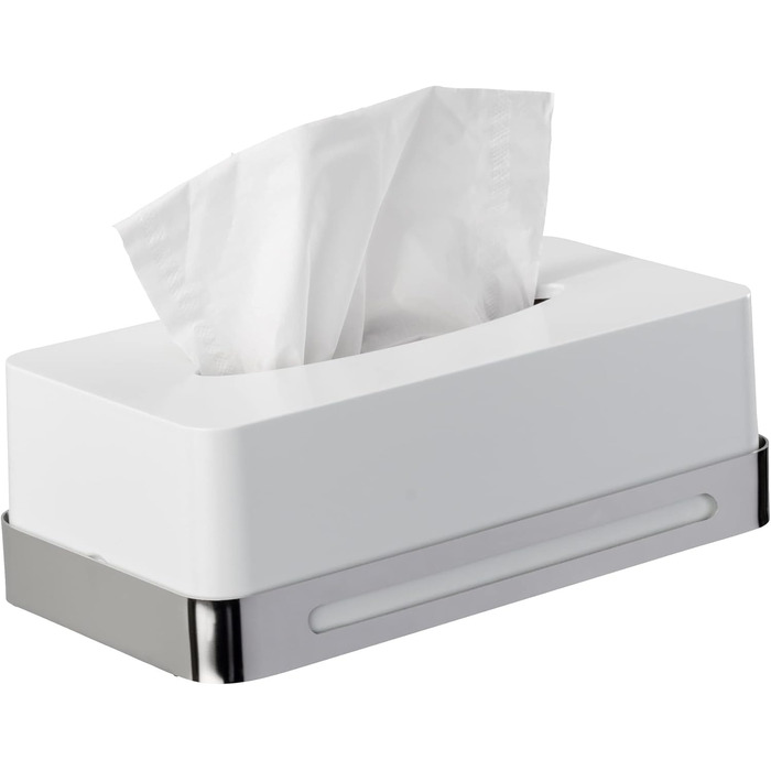 WENKO Cosmetic Tissue Box Premium Plus - Cosmetic Tissue Dispenser, Stainless Steel, Rust-Proof, 26.5 x 14.5 x 17 cm, Polished